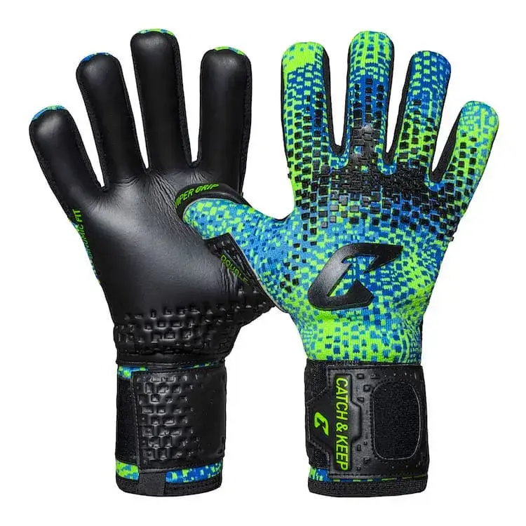 Torwarthandschuhe von Catch and Keep: Der Force Brillance in Grün, Schwarz und Blau