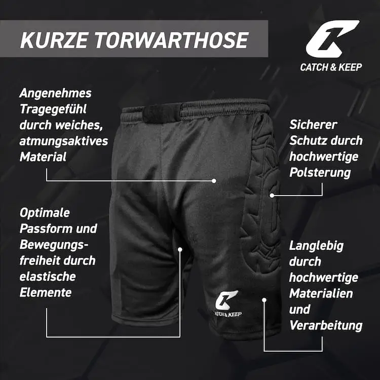 Torwarthose kurz gepolstert Catch and Keep Features