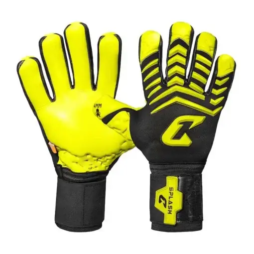 Gelbe Torwarthandschuhe von Catch and Keep: Der Splash Storm Limited mit Ultra Grip!